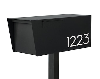Anthony BE - Laser engraved Black Minimalist - modern and contemporary mailbox - Vsons Design original -  post mounted - post not included