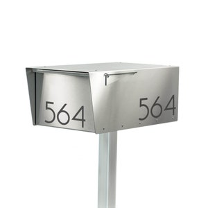 Jeremy S - Wide Minimalist all stainless -modern and contemporary post mounted mailbox - Vsons Design original - post mount- curbside