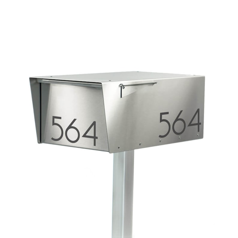 Jeremy S - Wide Minimalist all stainless -modern and contemporary post mounted mailbox - Vsons Design original - post mount- curbside
