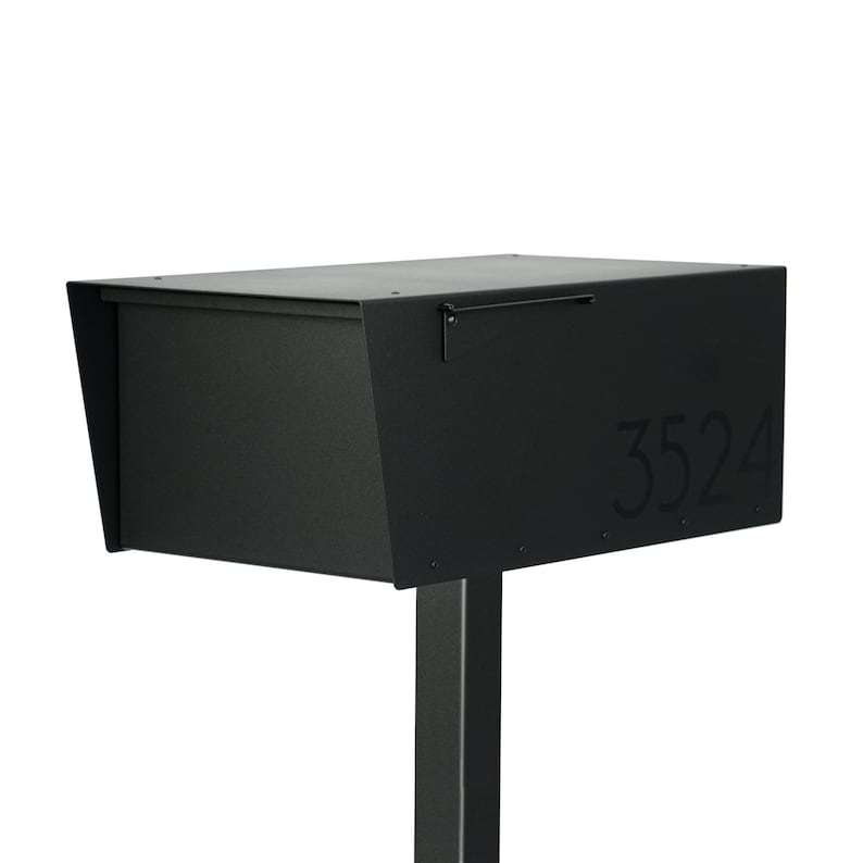 Jeremy AB - all black - Modern post mounted mailbox - Vsons Design original - contemporary - aluminum - post not included - locking option