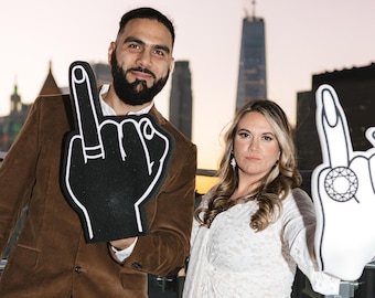 Bride and Groom Engaged Foam Finger,  Engagement Gift, Bachelorette Party Favors, Wedding Gift, Bride and Groom gift