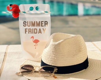 Summer Friday |Drink Pouches | Booze Bags | Party Pouches | Drink Bags | Capri Sun | Alcohol | Vacation | Girls Weekend | Reusable