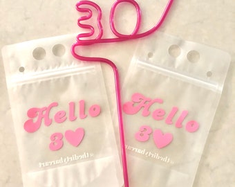 30TH BIRTHDAY Drink Pouches | Booze Bags | Party Pouches | Drink Bags | Reusable | Alcohol | Vacation | Girls Weekend | B-day | Birthday