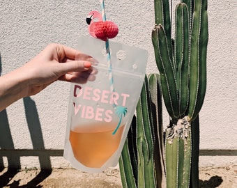 Desert Vibes Drink Pouches | Palm Springs Bachelorette | Drink Bags | Bachelorette Party | Reusable Cups | Desert Bachelorette | Coachella