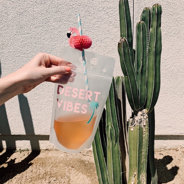 Desert Vibes Drink Pouches | Palm Springs Bachelorette | Drink Bags | Bachelorette Party | Reusable Cups | Desert Bachelorette | Coachella