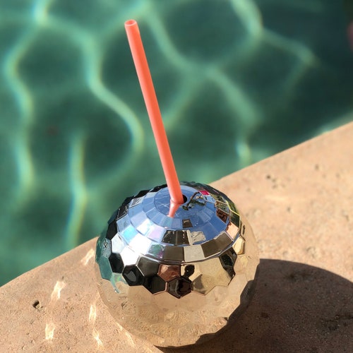 Disco Ball Cups With Straw Etsy