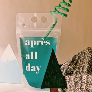 Apres all day drink pouch with straw