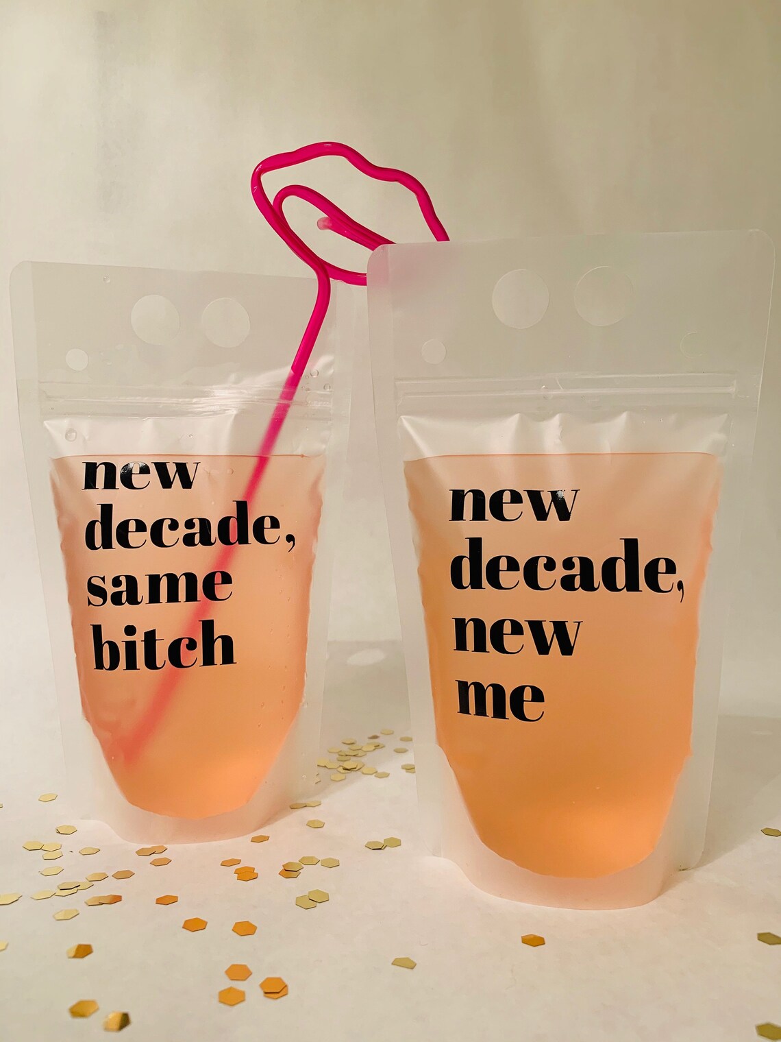 BIRTHDAY Reusable Drink Pouches With Straw Drink Bags Etsy