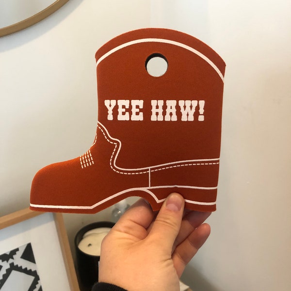 COWBOY BOOT can cooler, Bachelorette party favor, Tailgate, College Football, Cowboy Boot, Slim Can Cooler, yeehaw, Hook Em Horns, Gameday