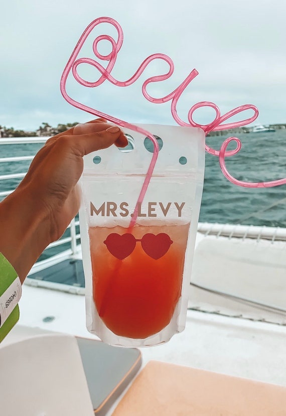 Adult Drink Pouches Personalized, Personalized Adult Beverage Pouch, Girls  Trip, Beach Drinking Glasses, Pool Party Favors, Booze Bags