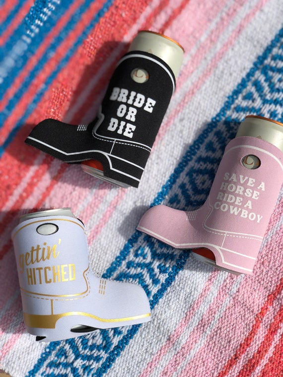COWGIRL BOOT can cooler, Last Rodeo, Bachelorette party favors, Bride or Die, Nash Bash, Cowboy Boot, Slim Can Cooler, yeehaw, nash bach