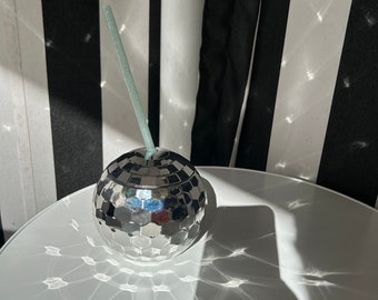 Disco Ball Cup with Clear Straw, Bachelorette Party Decor, Disco Tumbler, Bridal Party Favors, Bridal Shower Favors, Last Disco