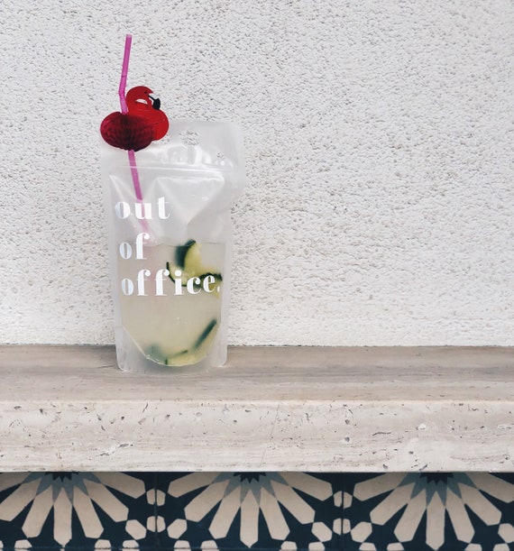Out of Office Drink Pouches Summer Drink Pouches Reusable Drink Bags Cocktails Vacation Girls Weekend Bachelorette Pool Party