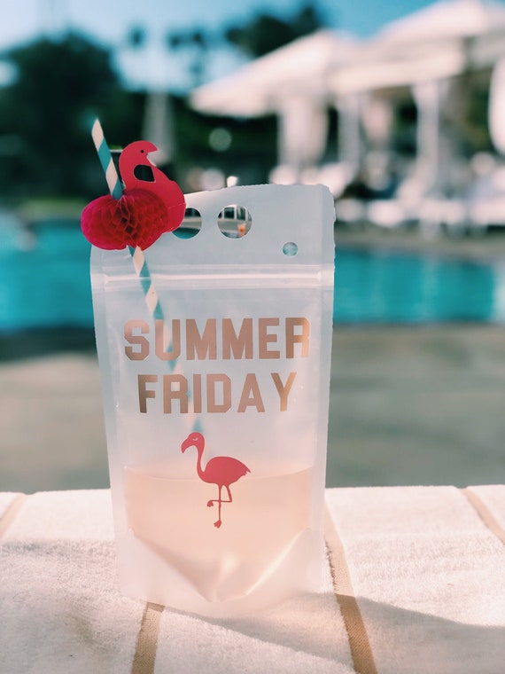 Summer Friday Drink Pouches Booze Bags Party Pouches Drink Bags Capri Sun Alcohol Vacation Girls Weekend Reusable