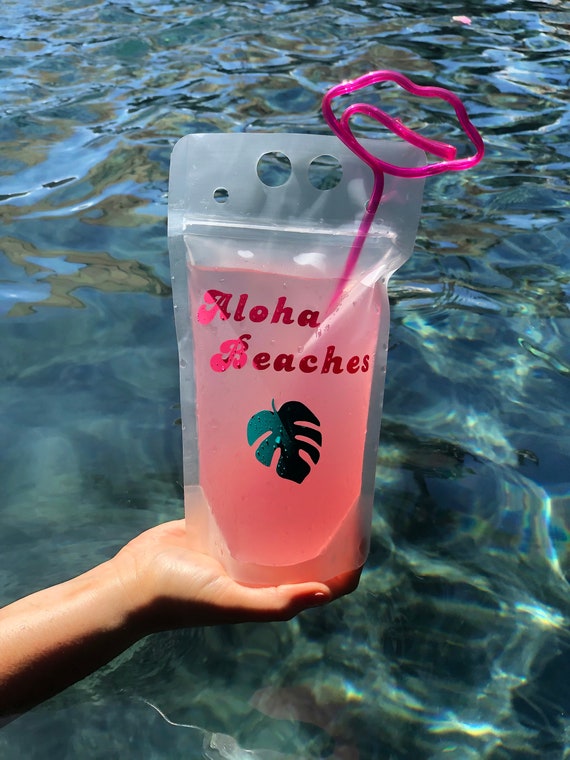 Reusable Drink Pouches, Aloha Beaches, Drink Bags, Vacation, Girls