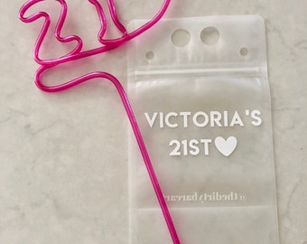 CUSTOM 21ST  BIRTHDAY Party Pouches | Booze Bags | Drink Pouches | Drink Bags | Reusable | Alcohol | Vacation | Girls Weekend | B-day