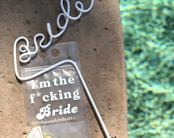 I&#39;m the F*cking Bride Reusable Drink Pouches + Bride Straw | Bachelorette Drink Pouch, Engagement Gift, Engagement Party, Bridal Shower Gift