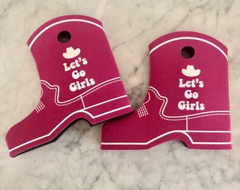 COWBOY BOOT can cooler, Bachelorette party favors, Let&#39;s Go Girls, Nash Bash, Bachelorette, Slim Can Cooler, Cowgirl Hat, Nash Bach