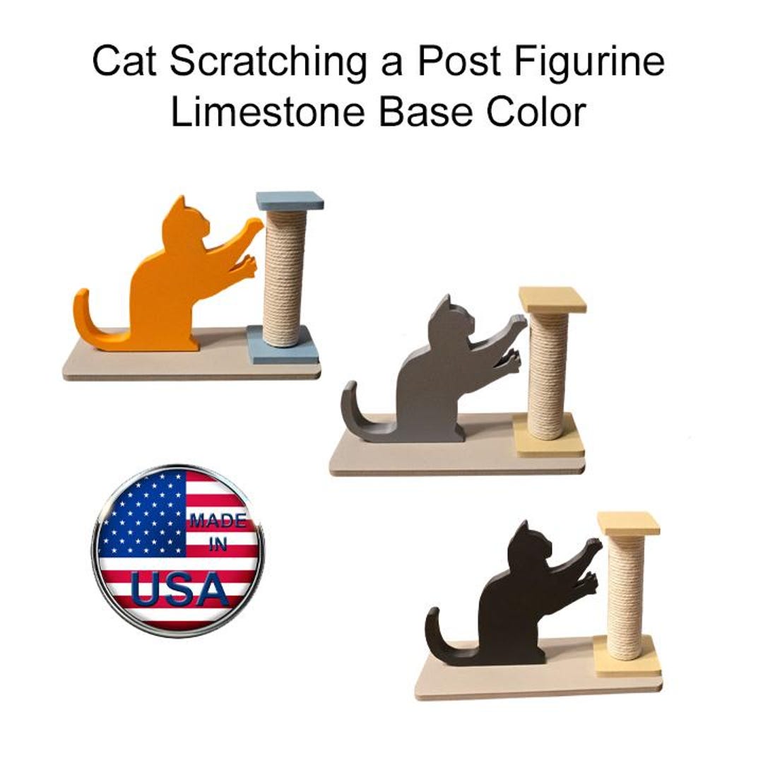 Large Cat Scratching Post Figurine - Limestone Color Base - Etsy