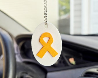 Orange Leukemia/Kidney Cancer Awareness Ribbon Car Rear View Mirror Ornament