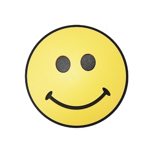 Letrero 3D novedoso con cara sonriente - Amarillo