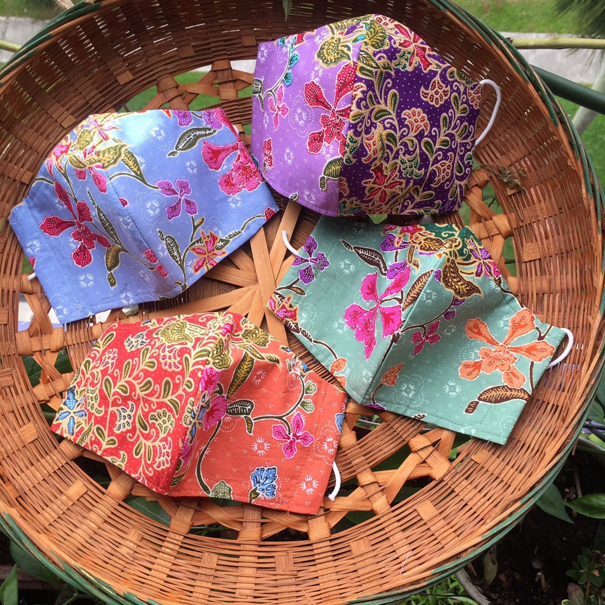 Orchids Batik Handmade Face Masks, Comforter 100% Cotton, Washable, R…