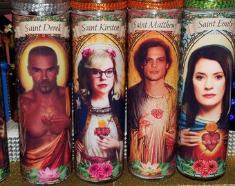 U Pick 4  Candle set of Criminal Minds CAST Celebrity Saint Prayer Candle