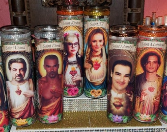 U PICK!  Set of 3 Criminal Minds cast - 8 to choose from - Celebrity Saint Prayer Candles