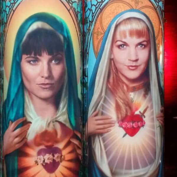 Set of 2 Xena Warrior Princess cast - Xena andGabrielle - Celebrity Saint Prayer Candles