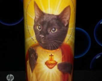 Black CAT  - Pet Saint Prayer Candles - Feline Saints - Cats