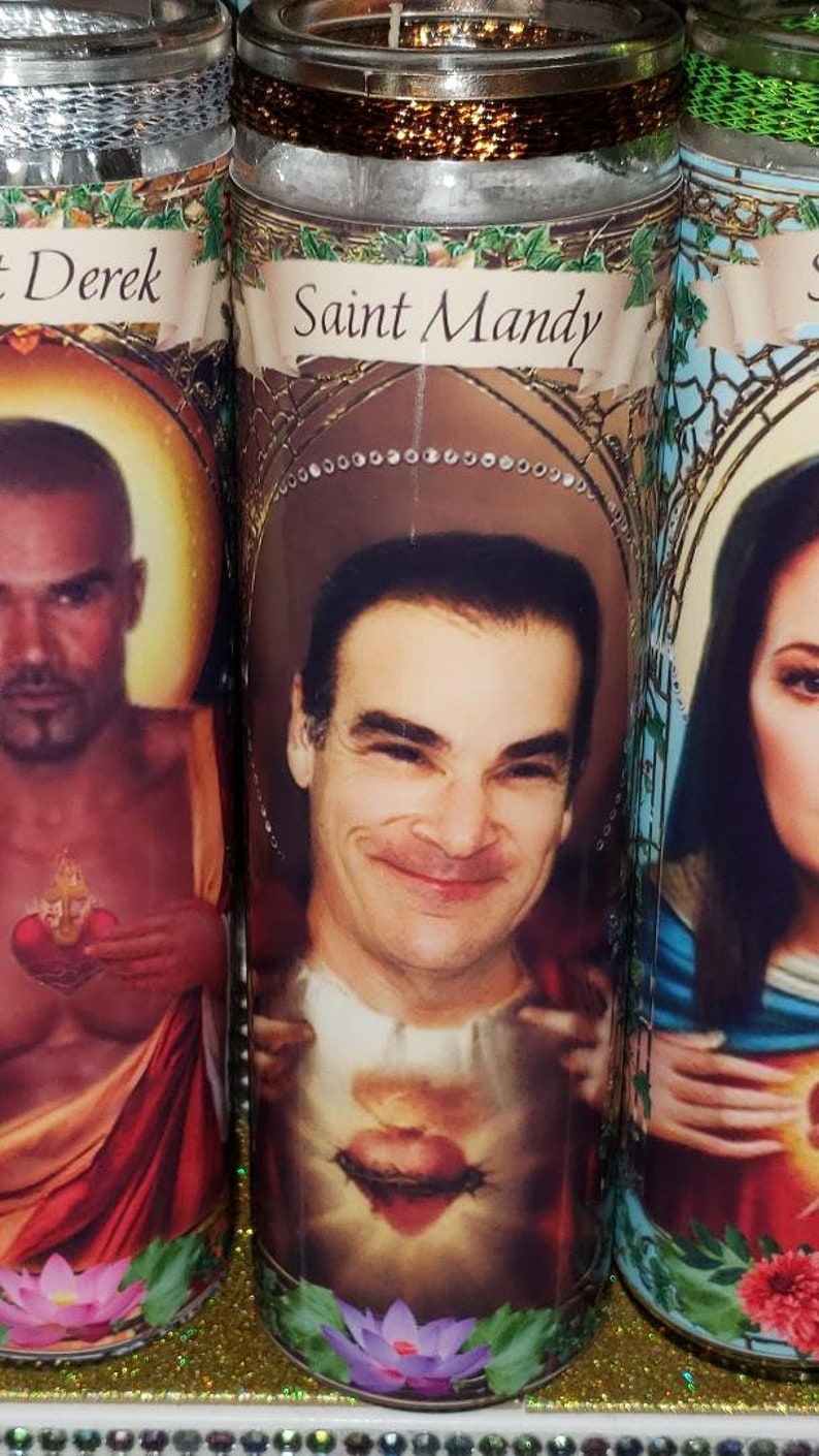 U Pick 4 Candle set of Criminal Minds CAST Celebrity Saint Prayer Candle image 5