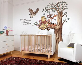 Large winnie the pooh style kids set bedroom Wall art Vinyl Decal Sticker V405