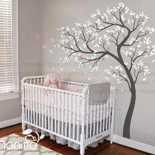 Natural Tree White Tree Decals Large Nursery Tree Decals Etsy