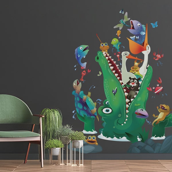 Peel and Stick Wallpaper Crocodile Etsy