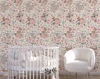 Vinilos decorativos del Bosque Encantado de Bambi: pegatinas de vinilo originales para la habitación del bebé, la guardería o el cuarto infantil. Arte de pared autoadhesivo y removible.