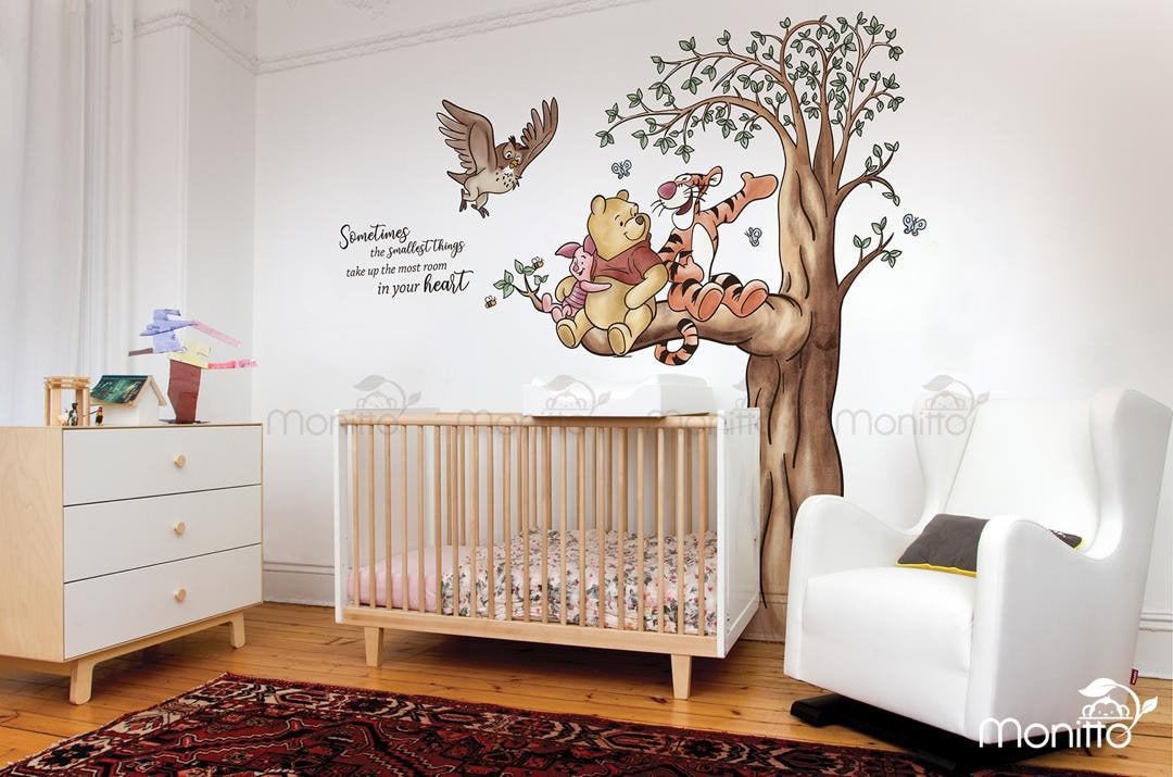 Pooh Bear  Personalised wall art girls or boys Nursery sticker,Baby Shower etc 