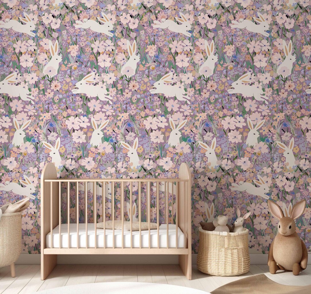 Sticker Rabbit Making House Vintage Rabbit Wall Decal | Retro Woodland Bunny Wall Art| Nursery ...