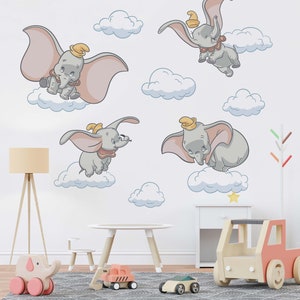Removable dumbo wall sticker nursery room cute elephant wall decal kids room decor Disney vinyl decal wallpaper wall art room decor for baby
