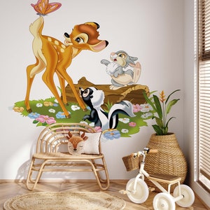Bambi Wall Decal Thumper Wall Sticker Removable Vinyl Deer Art Decorations Cute Forest Animals Self-adhesive Wall Sticker