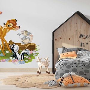 Peel and Sticker Disney Bambi Wall Decal Thumper Wall Sticker Flower Wall Decal for Baby Nursery and Kid Room