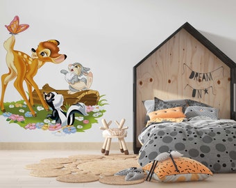 Peel and Sticker Disney Bambi Wall Decal Thumper Wall Sticker Flower Wall Decal for Baby Nursery and Kid Room