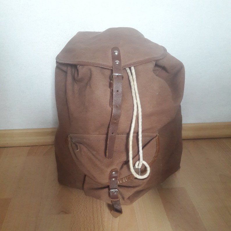 Vintage military stylish medium canvas hipster backpack