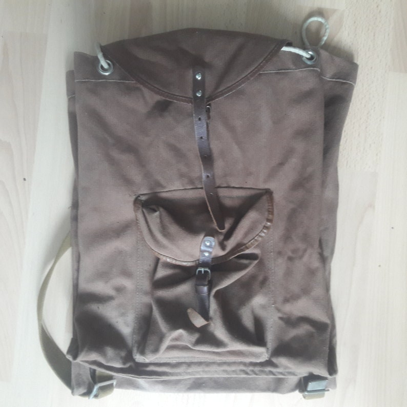 Vintage military stylish medium canvas hipster backpack