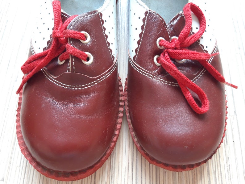 Soviet leather childrens baby shoes red/white | Etsy