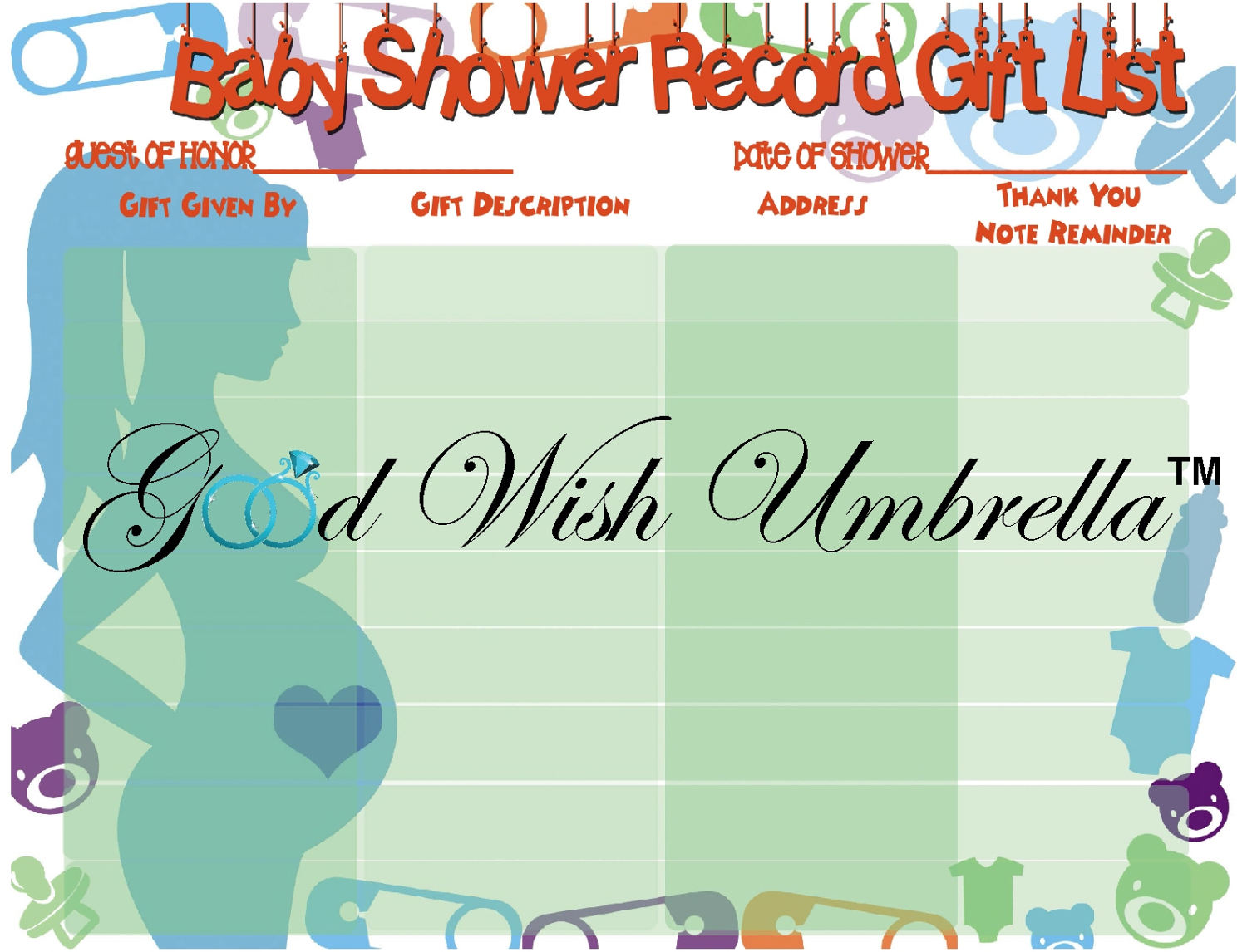 Downloadable Baby Shower Record Gift List Etsy
