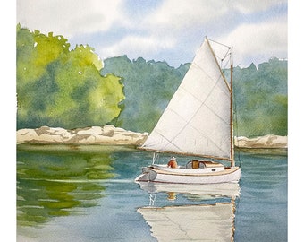 On The Pond (Original watercolor painting)