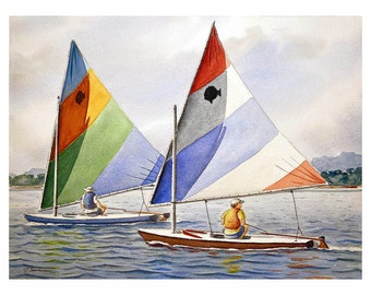 Sunfish Sailors (Original watercolor painting)