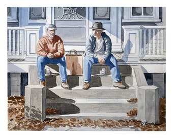 Afternoon Conversation (Original watercolor Painting)