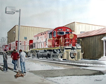 Down By The Tracks (Original watercolor painting)