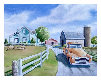 Somewhere In Oklahama (Original watercolor painting)